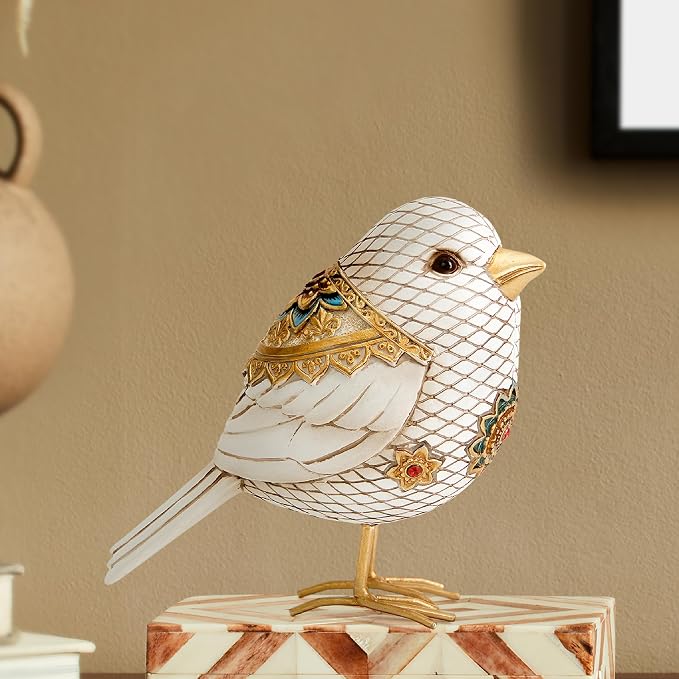 Bird Figurines for Home Decor Accents Boho Bird statue for Shelf Decor | Vintage Small Animal Sculpture Decorative Ornaments for Home Table Bookshelf Mantels Office,Resin White Bird Gifts for Women