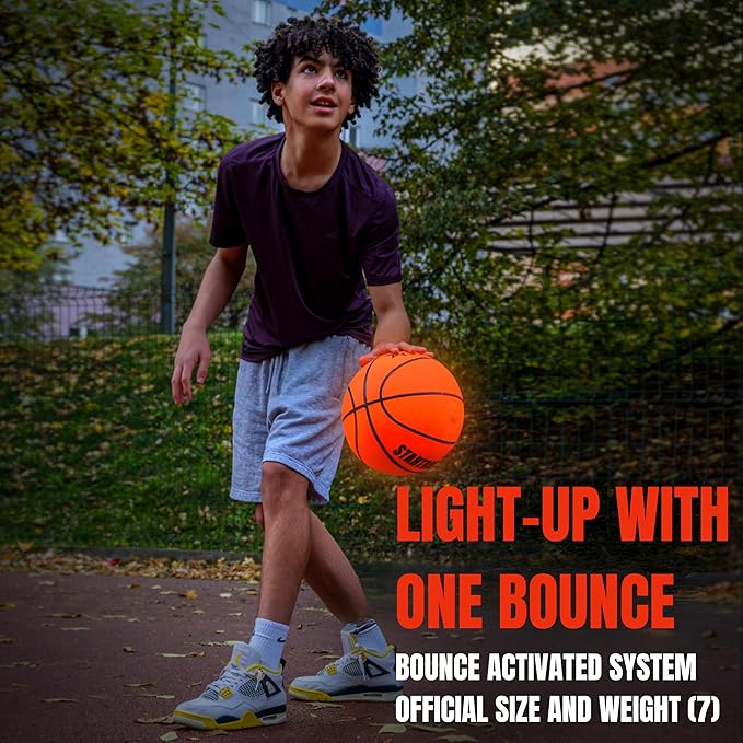TOMLEON Light Up Basketball | Glow in The Dark Basketball | LED Basketball Size 7 | Glowing Basketball Ball | Lighted Basketball | Coolest Things for Boys & Girls | Toys for 10 Year Old Kids