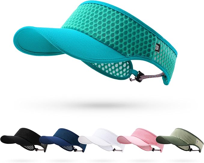 LONGLONG Sports Sun Visor Hat with Non-Slip Toggle Breathable for Women Men | Adjustable Quick Dry Moisture-Wicking Soft Lightweight Mesh Sun Protection Cap Golf Tennis Pickleball Running Garden Hiking