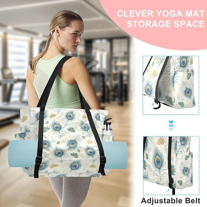 MCHIVER Yoga Bag for Women Men Large Yoga Mat Bag with Adjustable Strap Workout Bags Totes for Pilates Yoga Travel