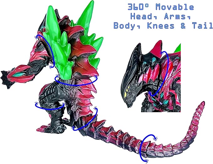TwCare Ultra Monster EX Arch Belial Action Figure vs Godzilla Toy, 7.9in Tall, 13in Length, Movie Series Movable Joints Soft Vinyl, Travel Bag