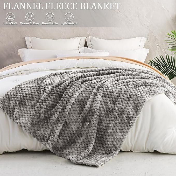 Exclusivo Mezcla 3D Fleece Twin Size Blanket for Bed, Tie-dye Grey | Extra Soft Fuzzy Plush Lightweight Bed Blankets, Cozy Fluffy Decorative Blankets for All Seasons, 90x66 Inches