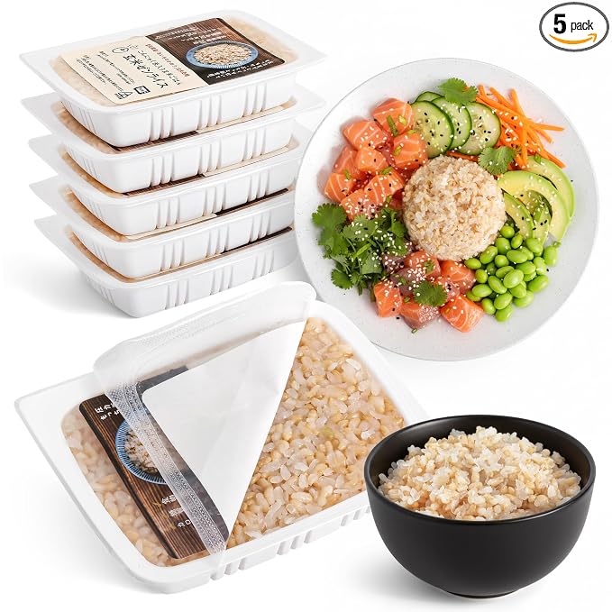 【Izukappa froｍ Japan】160g x 5pc of Brown Zen Rice, Low-Calorie Option, Shirataki Rice, Just 90 Seconds in Microwave, Easy to Prepare & Store
