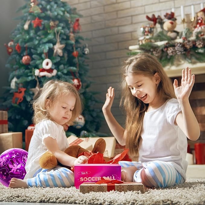INPODAK Size 3 Soccer Ball for Toddler and Kids Ages 2-8, Pink Unicorn Soccer Ball for Girls, Sports Toy with Pump and Mesh Bag, Great Gift Box, Operation Christmas Child Shoebox