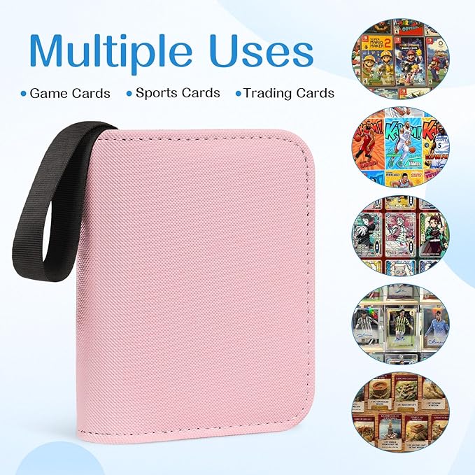 1 Pocket Card Binder – Collectible Trading Card Album, Single Card Holder with 20 Pages, Holds 40 Cards, Side-Loading Mini Binder for TCG, MTG, Sports, Baseball, Football, Small Sports Card Book,Pink
