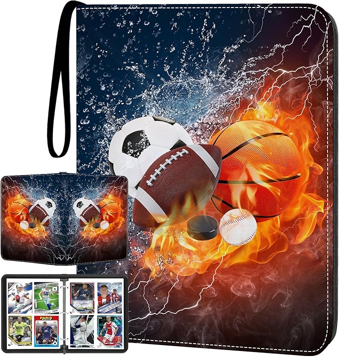 Sports Card Binder 4 Pocket Trading Card Binder 400 Pockets Double Sided Pockets Baseball Card Binder for Football Baseball Basketball Hockey Card and Other TCG Collection Storage Album