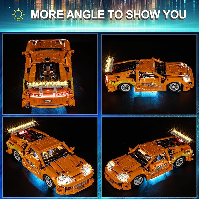 LED Light Kit for Lego 42204 Fast and Furious Supra-MK4 Set, Compatible with Lego 42204 Building Blocks Model(Not Include Blocks Set)