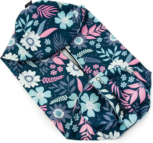 Yoga Studio Spare Organic Cotton Bolster Covers With Handle And Zipper (Blue Flowers)