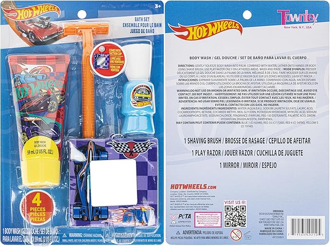 Townley Girl Hot Wheels- My First Shaving and Grooming Pretend Play Kit Safe for Kids, Boys Ages 3+, Yellow