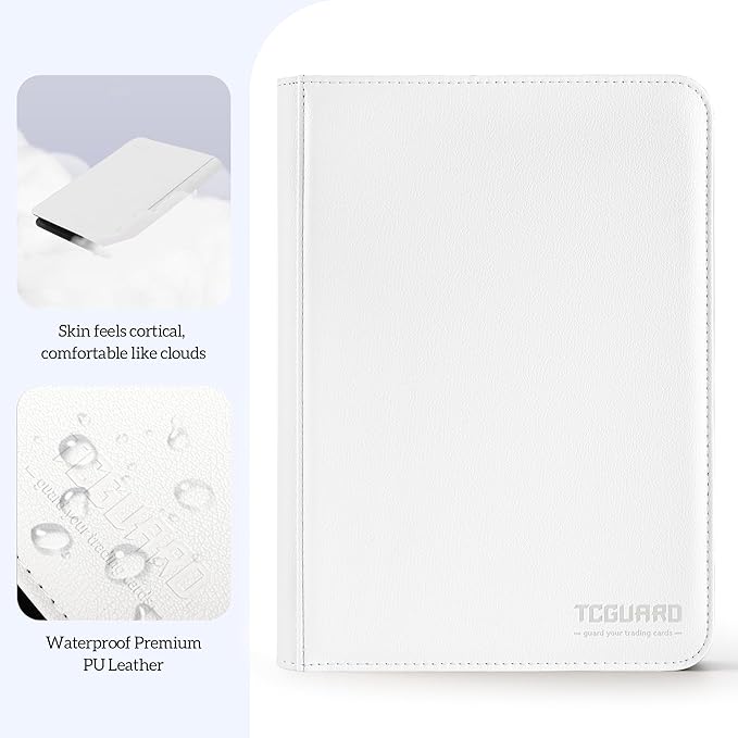 Trading Card Binder, 9 Side Loading Pocket Card Album Hold Up to 540 Cards, Zipper Binder for Cards Collection, TCG Card Holder for Game Card, Sports Card, Yugioh, MTG etc. (White)