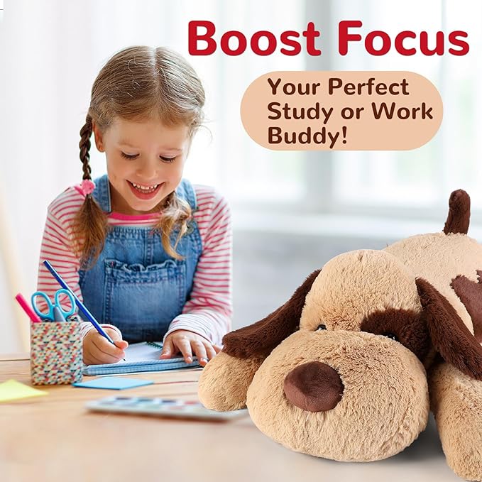 meowtastic Brown Dog Weighted Stuffed Animals - 28 Inch 5.0 Pounds Weighted Plush Dog Stuffed Animals - Large Stuffed Dog Weighted Plush Pillow - Cute Plush Toys Gifts for Kids & Adults (28" 5.0 lbs)