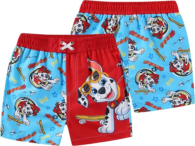 Paw Patrol Marshall Chase Rubble Boys UPF 50+ Swim Trunks Shorts Bathing Suit for Toddler and Big Kids
