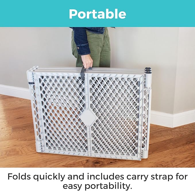 Toddleroo by North States - Superyard Duo Extra Wide Baby Gate & Play Yard: 6 Panel Playpen - Included Wall Mount Kit - Made in USA - 38.5 to 201 Inches W - 26 Inches T - Light Gray