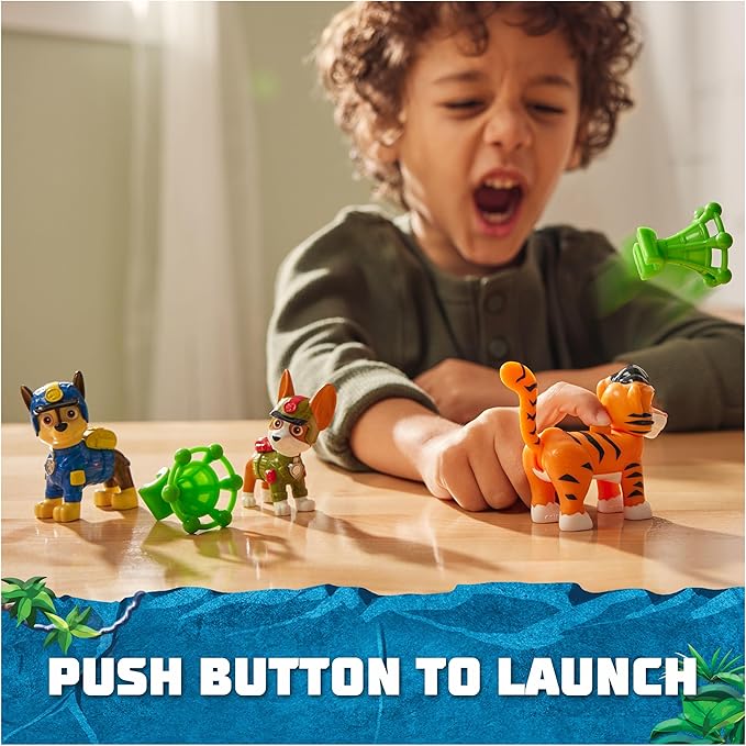 Paw Patrol: Jungle Pups Chase, Tracker & Tiger Action Figures with Projectile Launcher, Kids Toys for Boys and Girls Ages 3 and Up