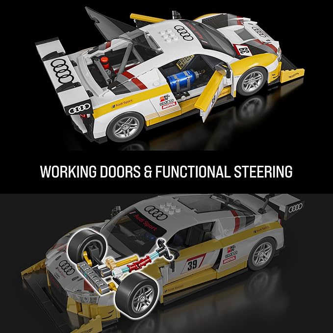 Hot Wheels Elite Series Building Set, ’15 Audi R8 LMS with 820 Pieces, Realistic Details and Custom Decals, Adult Collectors and Kids Ages 10+