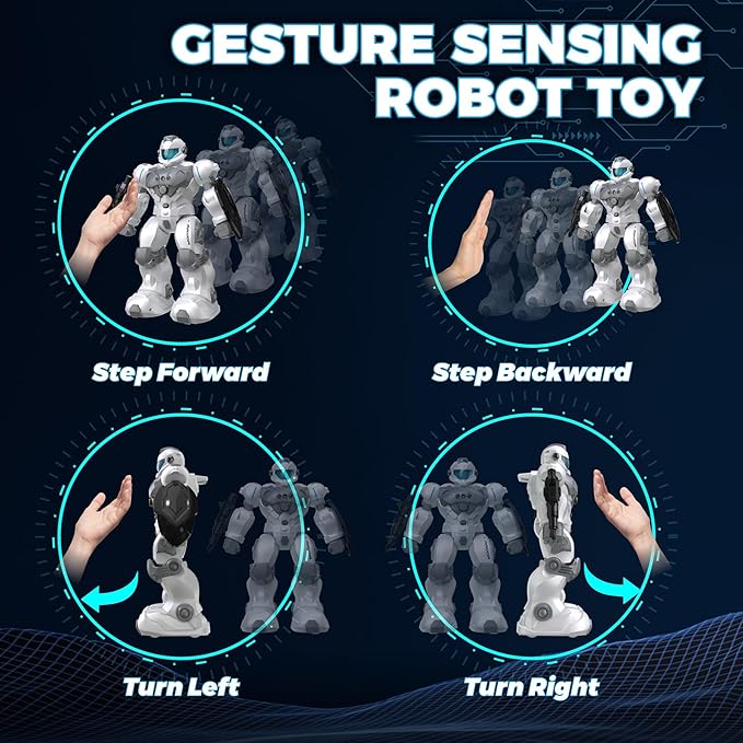 Robot Toys for Kids, Toys for 6 7 8 9 10 Year Old Boys Girls, Remote Control Toys with 2.4GHz Gesture Sensing, Programmable Singing Dancing RC Robot, Birthday Gifts for Boys and Girls