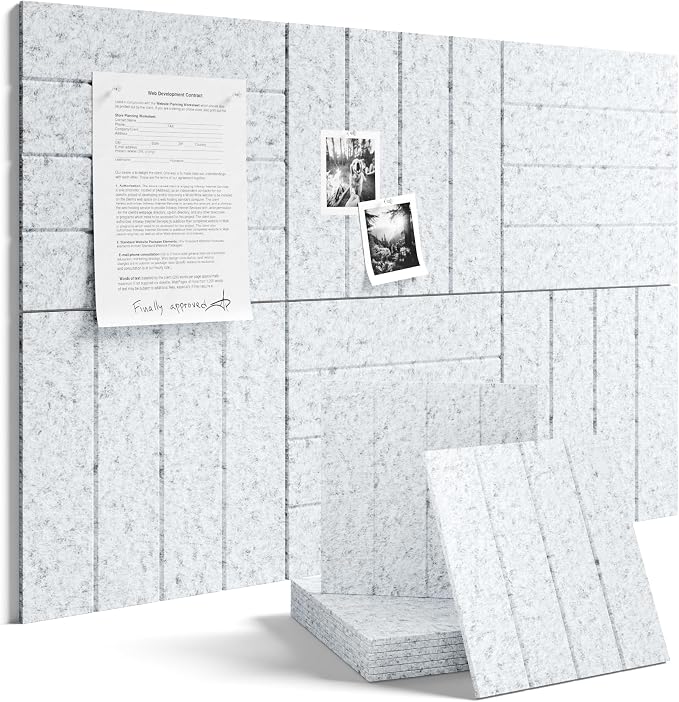 Fluxynara 36" x 24" Large Felt Bulletin Board, Light Gray | 6 Pack Cork Board Alternative with 30 Safe Adhesive Tabs, Felt Pin Boards for Wall Decor, Home, Office, Classroom, Dorm