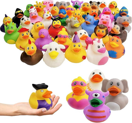 Assortment Rubber Duck Toy Duckies for Kids, Bath Birthday Gifts Baby Showers Classroom Incentives, Summer Beach and Pool Activity, 2" (10-Pack)