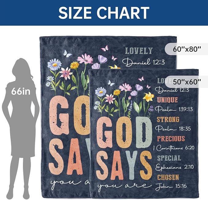 Gifts for Women - Christian Inspirational Floral Blanket | Religious Birthday Gift for Women, Blanket for Mom, Sisters, and Friends, Baptism & Confirmation, Spiritual Gift 80"X 60"