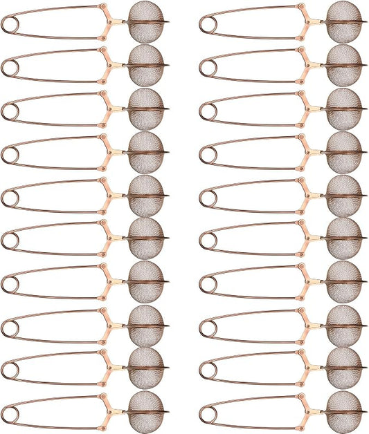 Yinder 20 Pcs Loose Leaf Tea Infuser Stainless Steel Mesh Snap Tea Ball Strainers with Handle Metal (Rose Gold)