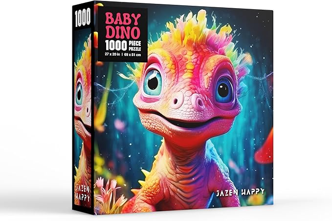 Challenging Jigsaw Puzzle for Adults and Families - 1000 Pieces - Baby Dinosaur - Jazen Happy - 27x20 inch - Poster Included Puzzle