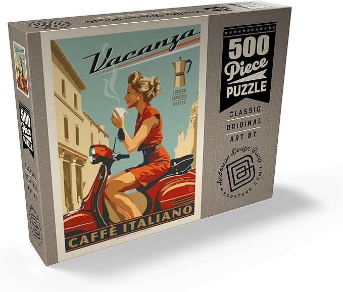 MyPuzzle Vacanza Italiana Coffee, Vintage Poster - Premium 500 Piece Jigsaw Puzzle for Adults