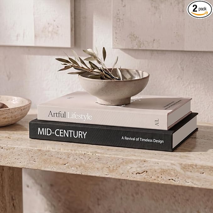 Aesthetic Decorative Books Set of 2 - Stylish Boxes for Coffee Table Decor | Stylish Modern Home Decoration for Your Bookshelf or Mantel, Faux/fake Books Doubles as Photo Storage or Keepsake Box