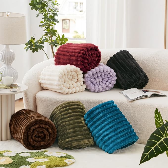 EXQ Home Gentle Soft Fleece Throw Blanket – Cozy Lightweight Blanket for Couch Bed – All-Season Warm Fuzzy Flannel Blanket for Women Mom Her – Gifts for Birthday (90"x90",Brown)