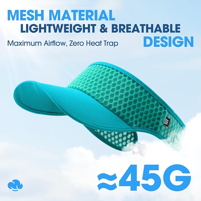 LONGLONG Sports Sun Visor Hat with Non-Slip Toggle Breathable for Women Men | Adjustable Quick Dry Moisture-Wicking Soft Lightweight Mesh Sun Protection Cap Golf Tennis Pickleball Running Garden Hiking