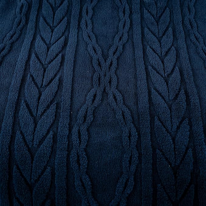 YUSOKI Sherpa Fleece Queen Size Blanket, Navy Blue, 90"x90" | 3D Stylish Design,320GSM, Non-Shedding, Lightweight for All Season Use, stays fluffy after repeated washes, Perfect Gifts