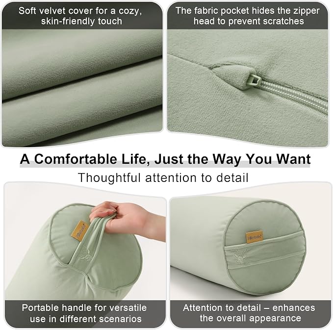 Body Pillow for Adults,Long Round Pillow,Big Cylindrical Pillow,Large Full Bolster Pillows for Side Sleepers (Celadon Green, 47.24"*7.87")