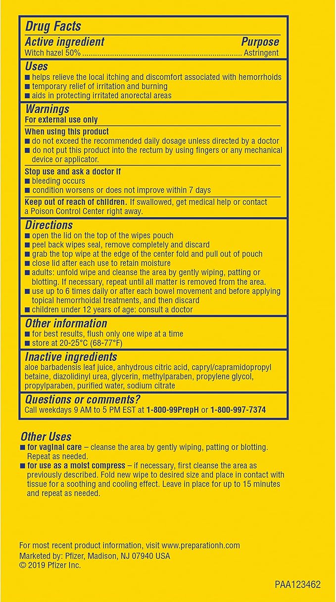 Preparation H Hemorrhoid Flushable Wipes with Witch Hazel for Skin Irritation Relief - 48 Count (Pack of 24)