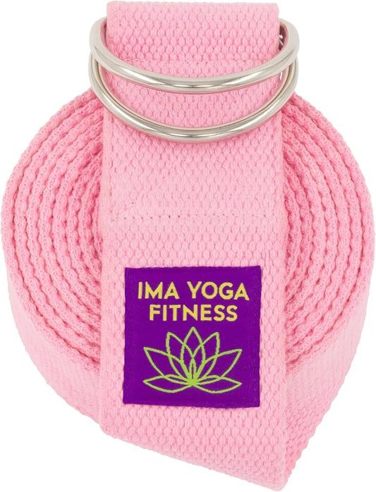 Adaptive Yoga Strap for Stretching - Extra-Wide 2 Inches 100% Cotton Stretch Strap with Steel D-Rings for Physical Therapy, Pilates & Flexibility - Storage Pouch & E-Book