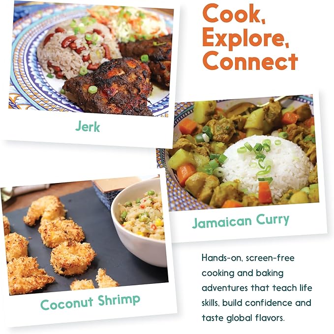 Cooking Kits for Kids - Interactive & Educational Set with 3 Recipe Cards, Key Ingredients & Cooking Tools - Ideal Idea for Kids who Love to Create Meals (Jamaica Edition)