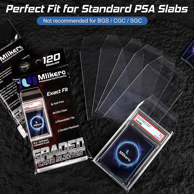 240 Pack Graded Card Sleeves, Precise Fit Slab Sleeves, Acid-Free Resealable Slab Protector Compatible with PSA Graded Slabs