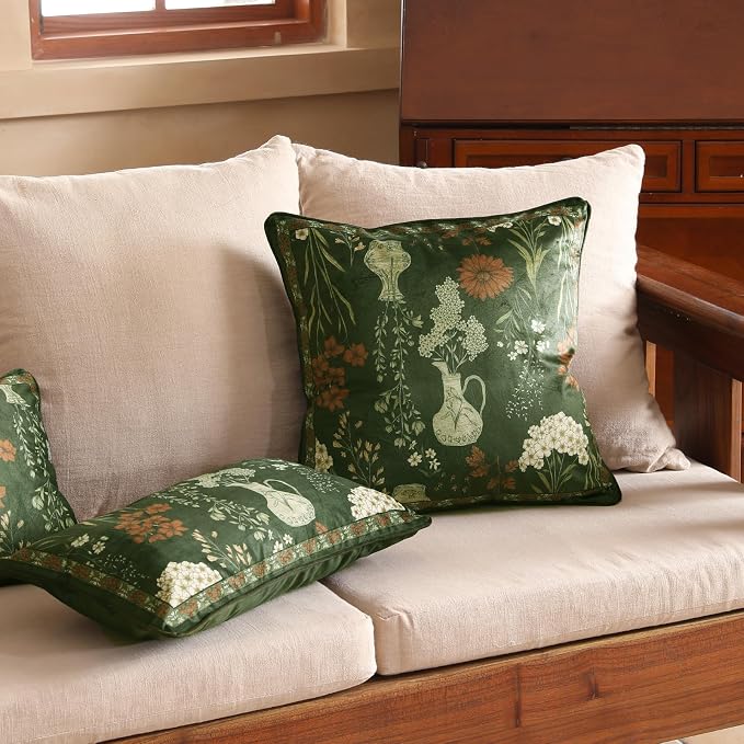 Designer Vintage Velvet Throw Pillow Cover,22"x22"-Nocturne | Pillow Cover,Concealed Zipper Design,Dragonfly Pattern,Sofas,Bedroom,Living Room,Lounge Chairs,All Season Home Decor