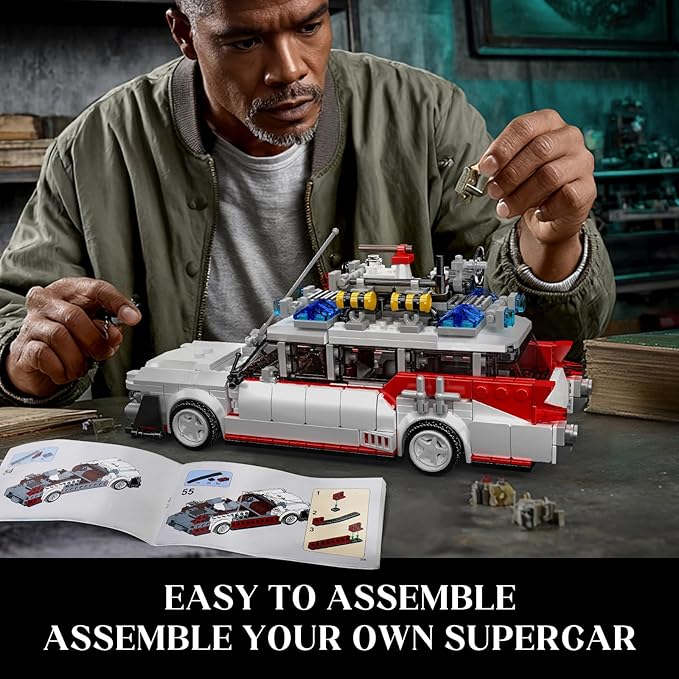 Mould King 10021 Ghost Car ECTO-1 Building Blocks Kit for Adults, Creative Christmas Birthday Gift for Ghost Bus Movie Fans, Highly Detailed Replica Model for Collectors