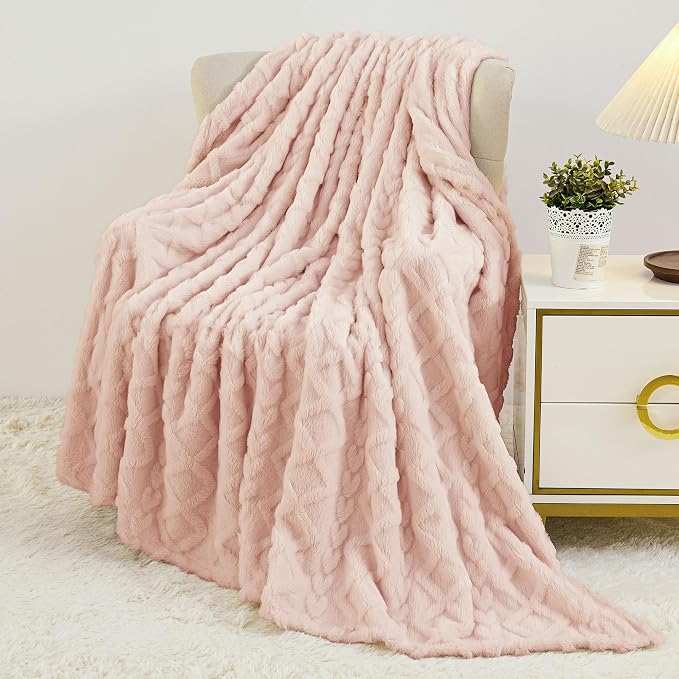 Aganear Fleece Throw Blanket for Bed Couch 90"x90" Pink | Lightweight Fuzzy Throw,Warm Gift for Women,Christmas,Housewarming,Soft,Boho Design for Room Home Decor,All-Season Use