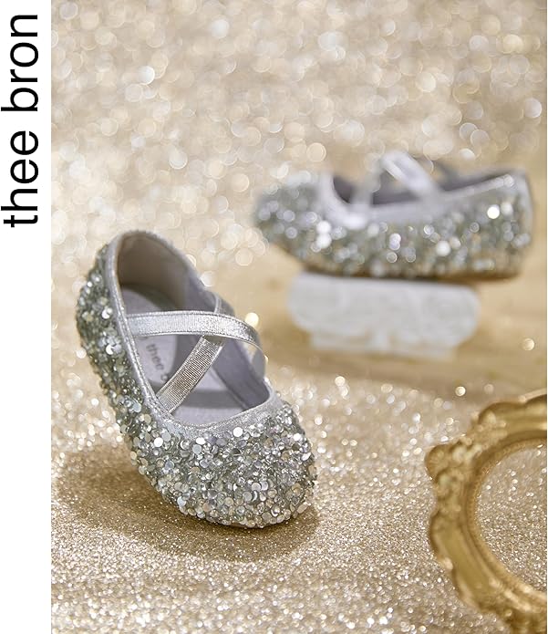 THEE BRON Mary Jane Ballet Flats - Girls' Dress Shoes with Hook & Loop Closure