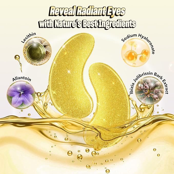 NAZANO 102 Pcs 24K Gold Under Eye Patches for Puffy Eyes, Dark Circles, Bags & Wrinkles with Sodium Hyaluronate - Eye Care Pads for Daily Skincare