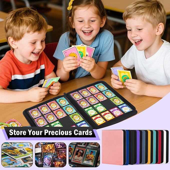 1000+ Pockets Trading Card Binder, 16 Pockets Zipper Binder Card Album, 32 Pack Double-sided Side Loading Non-Ring Card Binder, Card Holder Folders for MTG, TCG, Game Cards & Sports Cards, Purple