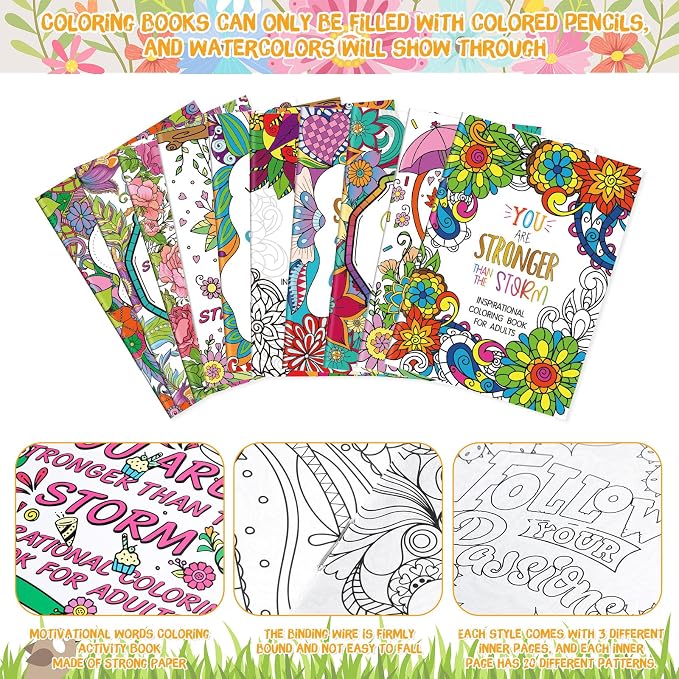 Liliful 144 Pcs Motivational Sayings Coloring Book Bulk for Adult DIY Art Stress Relief Drawing Book with Inspiring Patterns for Adults, Party Favors, Goodie Bag Filler and Holiday Gifts