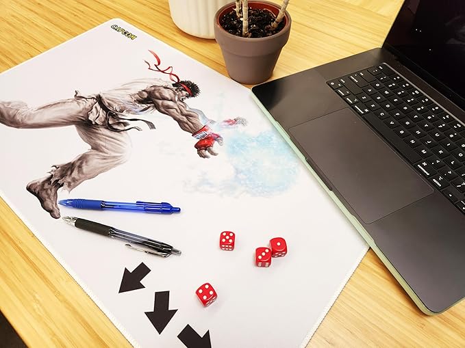 Street Fighter V Hadoken Playmat, Multi-Functional playmat Serves as Surface for Gaming Comfort and as a Protective Layer for Your Cards, Game Pieces and Table, Made from neoprenepolyester Fabric