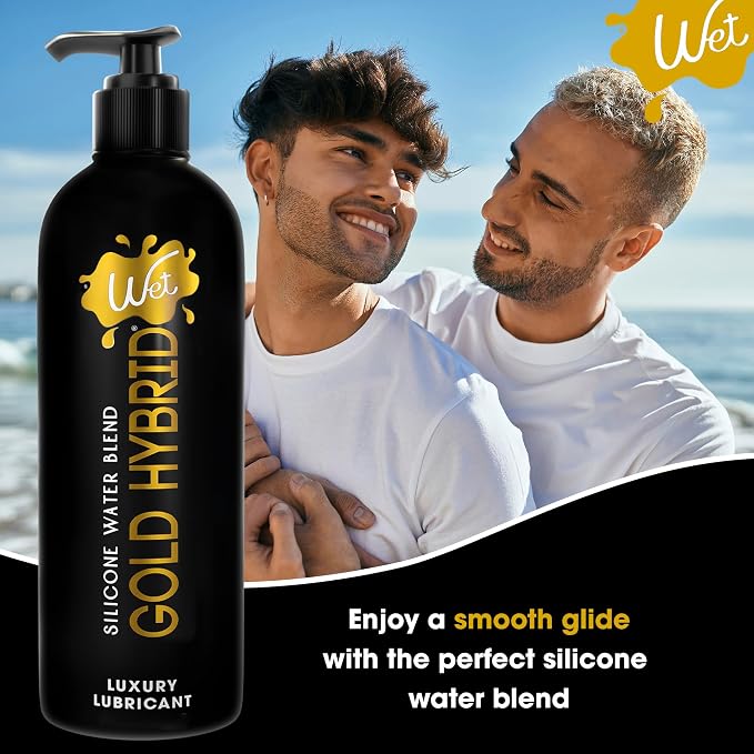 Wet Gold Hybrid Silicone and Water-Based Lubricant | Long-Lasting Performance, Premium Formula | Made Without Glycerin and Parabens | Lube for Men, Women & Couples, 32 fl oz