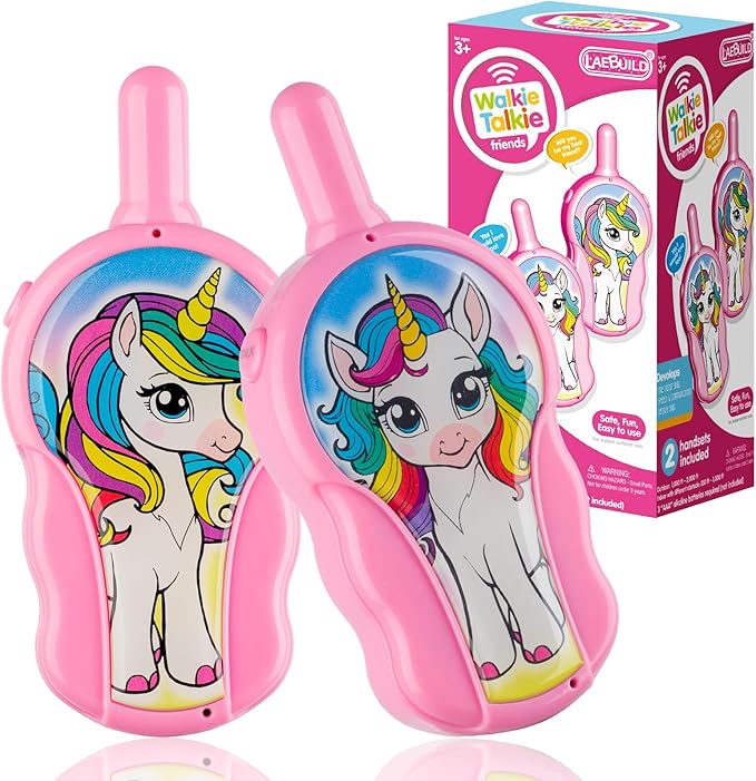 Unicorn Walkie Talkies for Kids - 2 Pack | 2000ft Range in Open Areas, <0.01W Ultra-Low Radiation, Auto-Sleep for 2-6Y Girls, CPC Certified