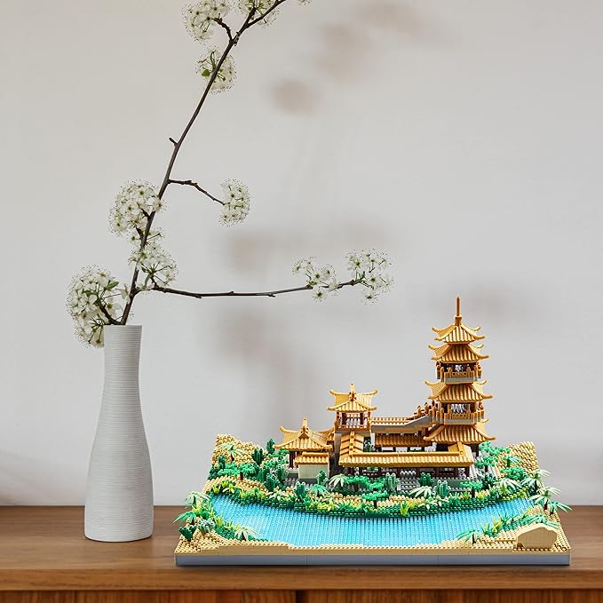 Chinese Architecture Micro Building Blocks Crescent Moon Spring Collection Model for Display for Adults Decorative Creative Toy Present for Children Age of 14+ 3350 PCS