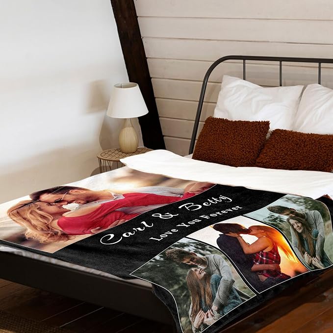 Custom Blanket with Picture Customized Boyfriend Girlfriend Couple Gifts Customized Photos Blankets Personalized I Love You Christmas Valentines Day Birthday Gifts for Men Women Wife Husband