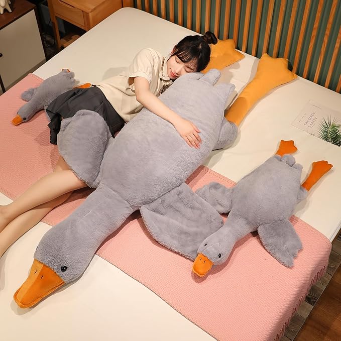Swan Stuffed Animal, 74.8" 4.85 lbs Swan Plush Toy Large Goose Stuffed Animal Plush Pillow Grey Big Duck Stuffed Animals Plush Toy Gifts for Kids, Bed Sleeping