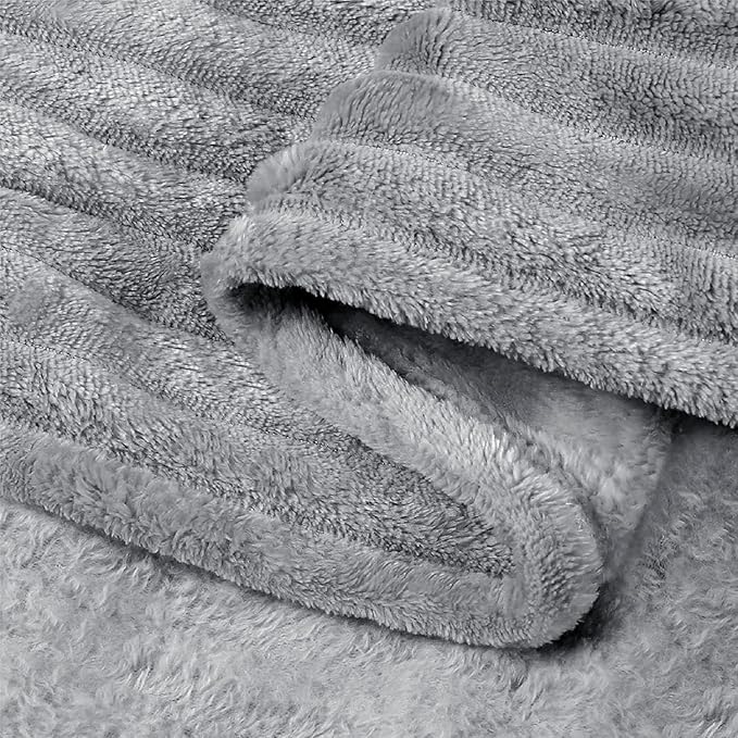 BEDELITE 3D Ribbed Jacquard Grey King Size Blankets for Bed, 108x90 Inch | Soft Warm Decorative Fluffy Blanket, Cozy Fuzzy Lightweight Plush Fleece Throw Blankets for Bed, Room Decor, Gift for Women