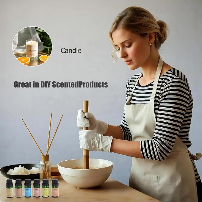 Essential Oil Set- Gift Set of 6 Premium Fragrance Oils - Fragrance Oils for Perfume, Soap & Candle Making Scents, Oil Fragrance for car Diffuser,Premium Hotel scents for Oil Diffuser,Non Toxic